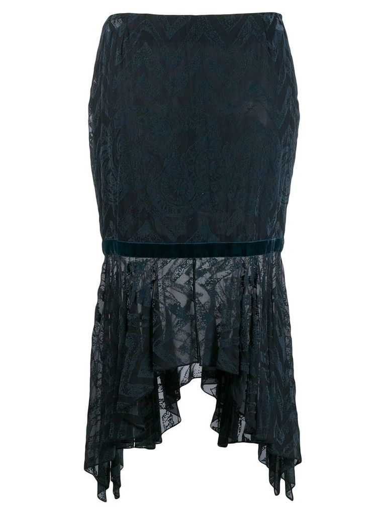 Romeo Gigli Pre-Owned 1997 textured handkerchief skirt - Blue