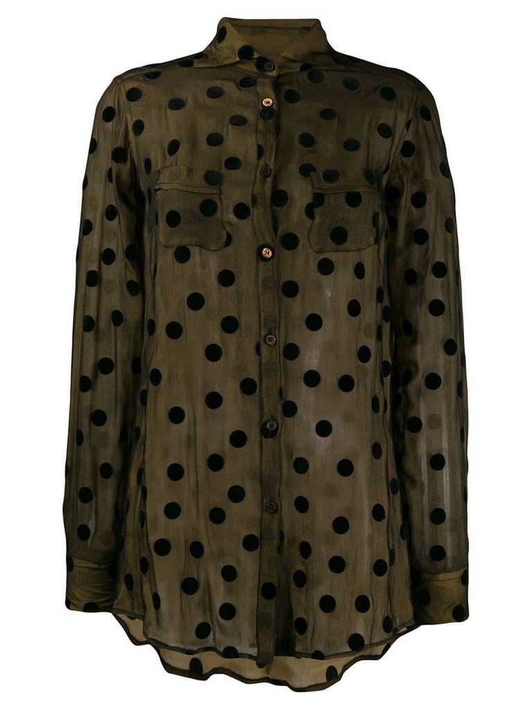 Romeo Gigli Pre-Owned 1990's sheer polka dots shirt - Brown