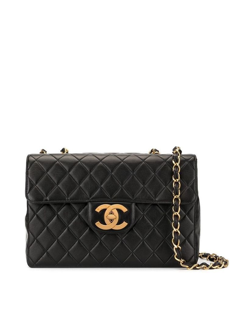 Chanel Pre-Owned Jumbo XL quilted chain shoulder bag - Black