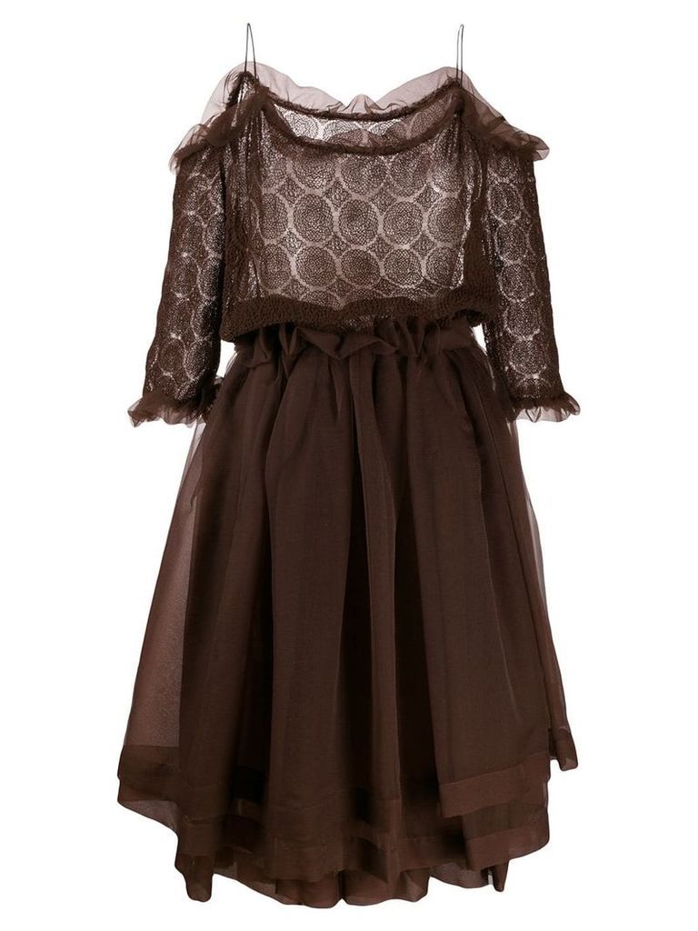 Romeo Gigli Pre-Owned 1990's sheer layered dress - Brown