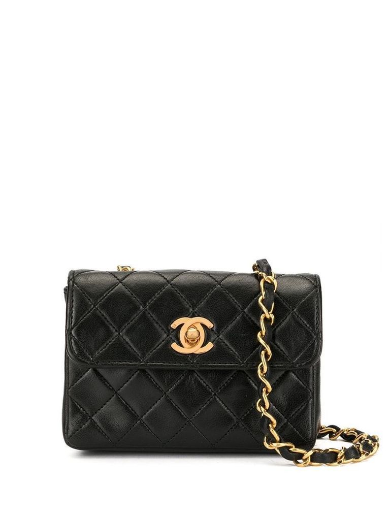 Chanel Pre-Owned mini diamond quilted crossbody bag - Black