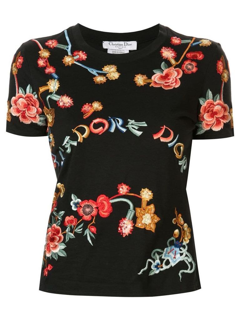 Christian Dior Pre-Owned embroidered J'Adore Dior T-shirt - Black