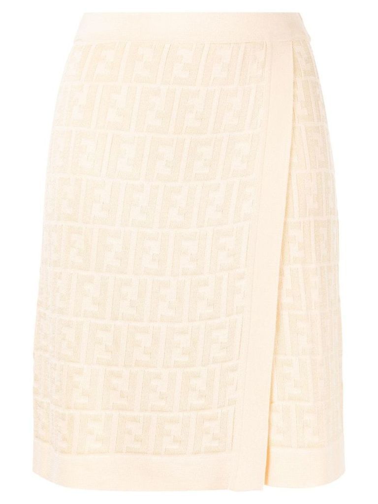 Fendi Pre-Owned Zucca pattern knitted skirt - Neutrals