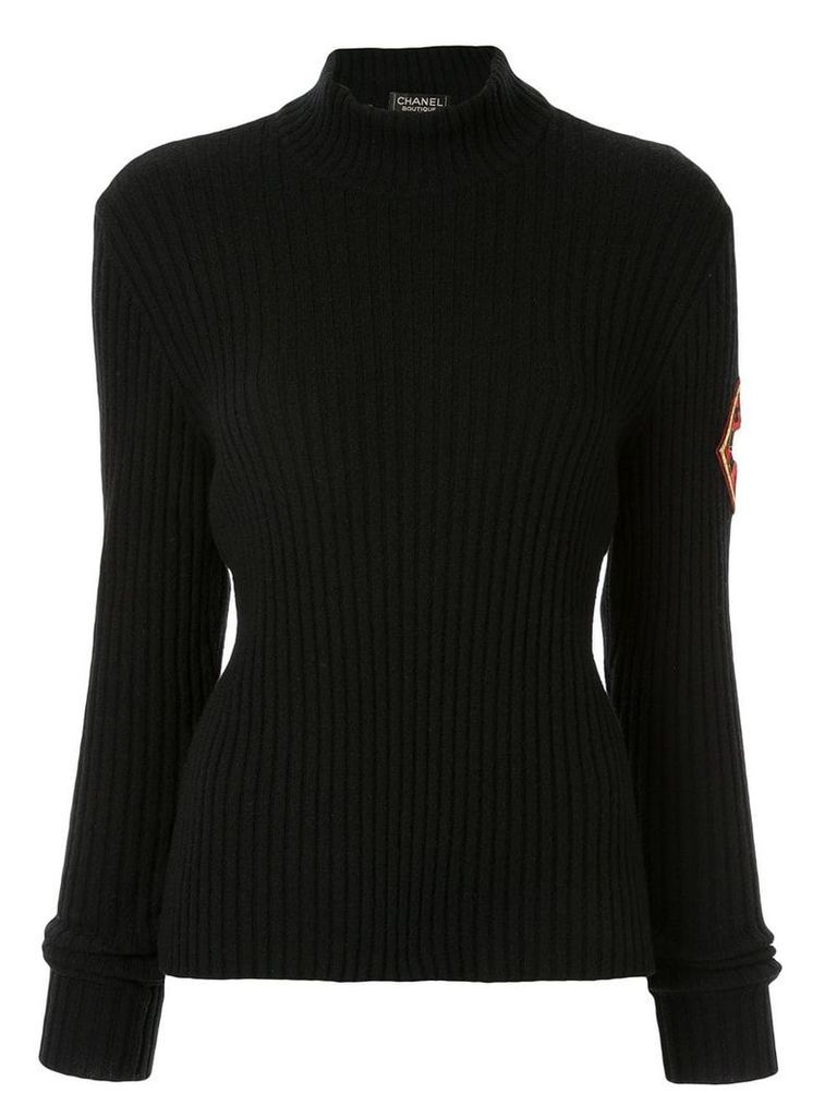 Chanel Pre-Owned ribbed mock neck jumper - Black