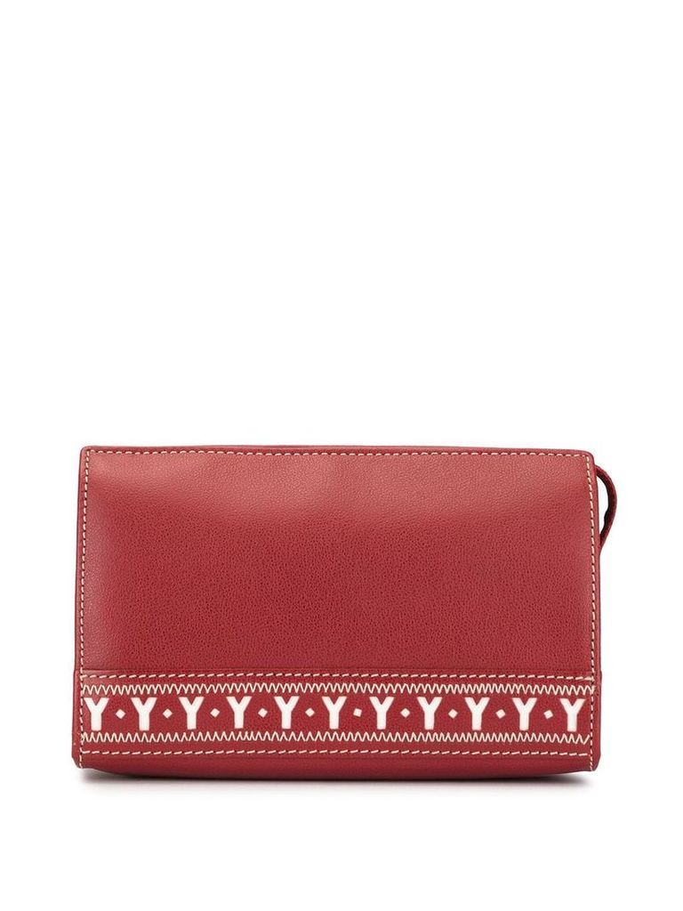 Yves Saint Laurent Pre-Owned logo cutout cosmetic pouch - Red