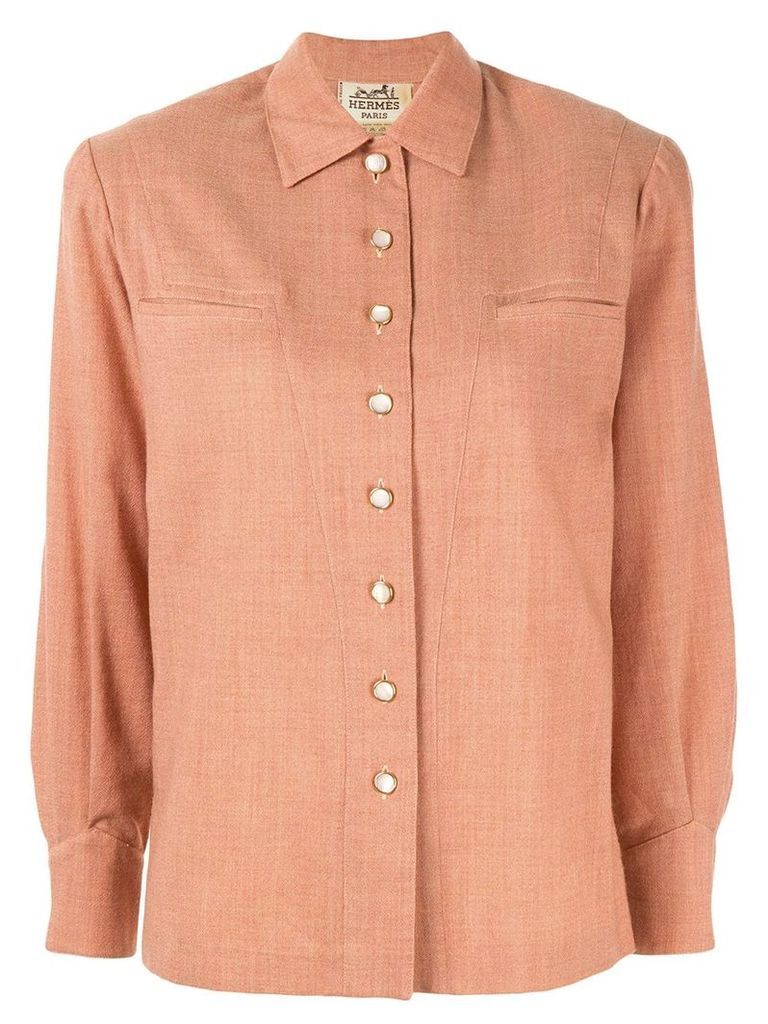 Hermès Pre-Owned logo buttons straight shirt - PINK