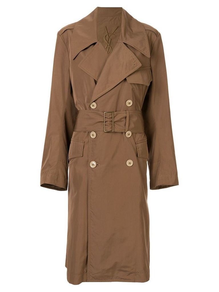Yves Saint Laurent Pre-Owned double-breasted trench coat - Brown