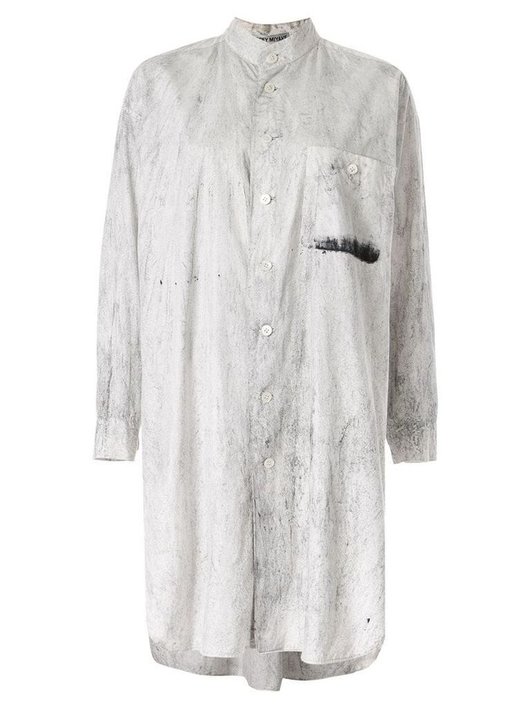 Issey Miyake Pre-Owned marble effect shirt dress - White