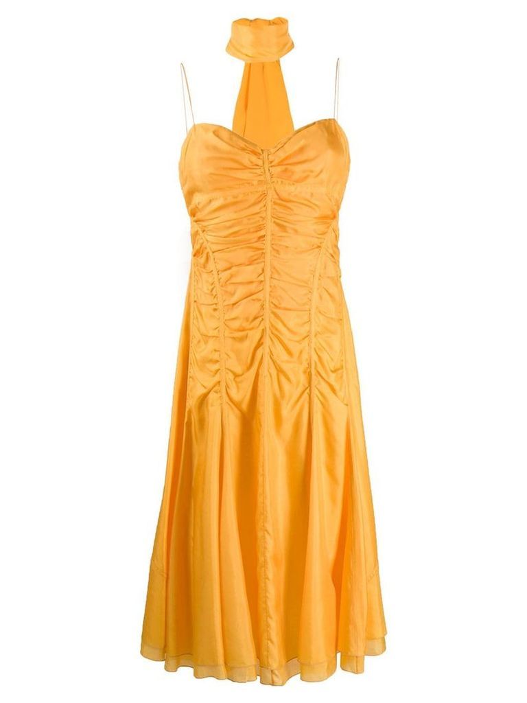Céline Pre-Owned ruched midi dress - Yellow