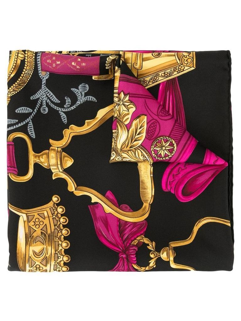 Hermès Pre-Owned Jumbo baroque-print scarf - Black