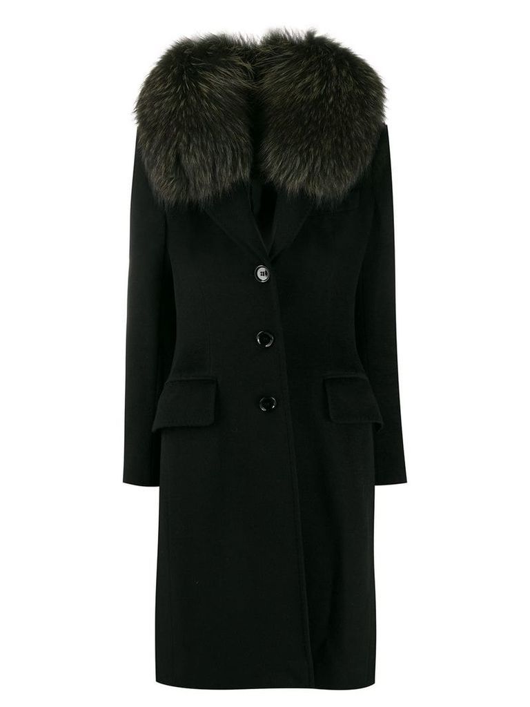 Dolce & Gabbana Pre-Owned 1990's fur-trimmed coat - Black
