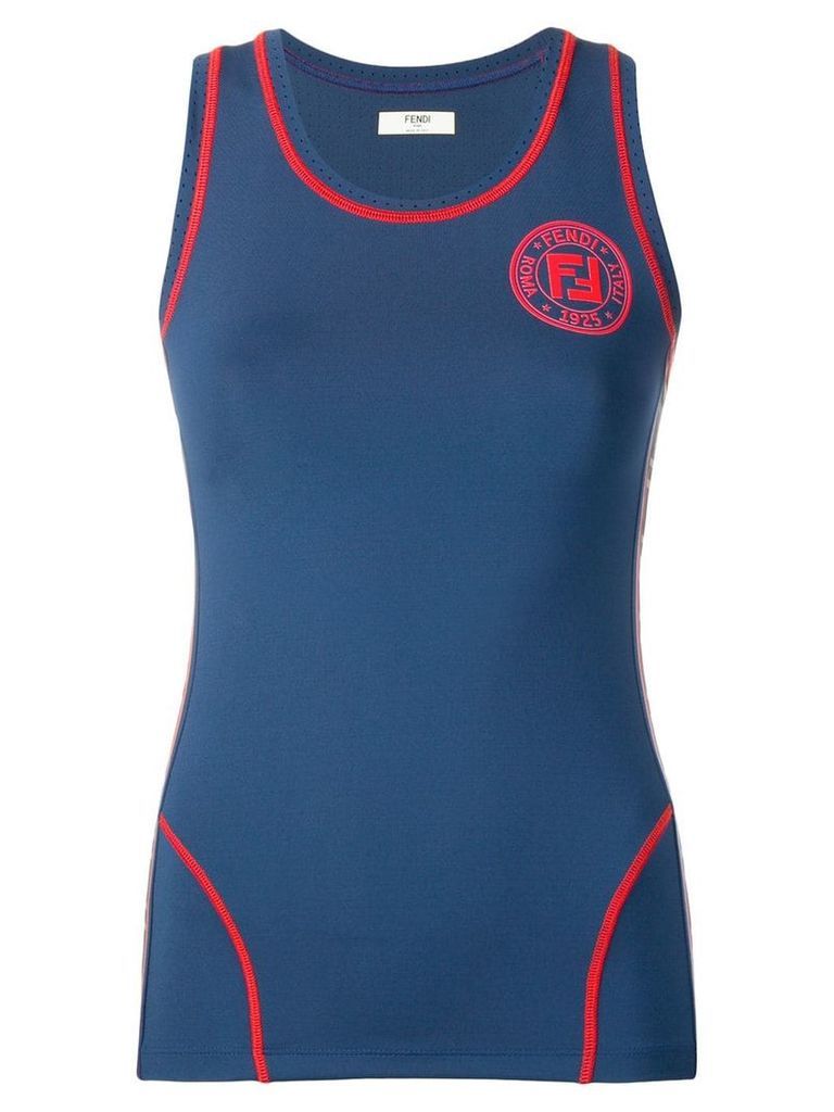 Fendi logo fitted vest top - Blue