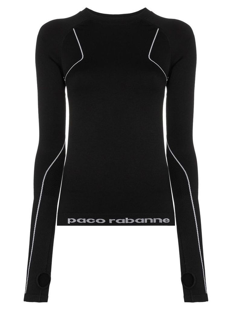 Paco Rabanne logo print running top - Black