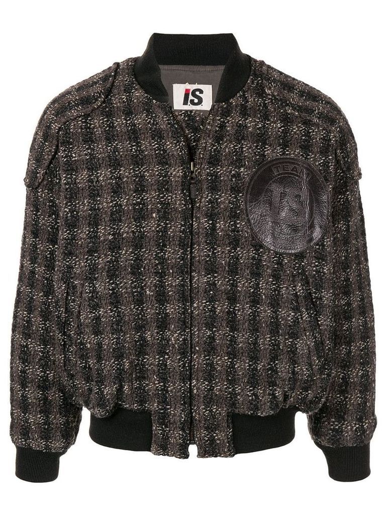 Issey Miyake Pre-Owned 1980's woven checked bomber jacket - Black