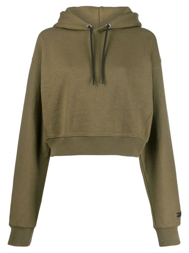 Reebok x Victoria Beckham cropped embroidered logo hoodie - Green