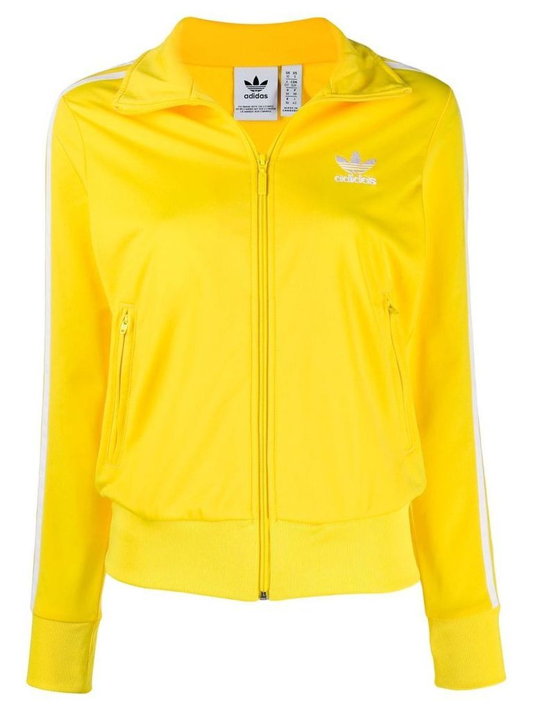 adidas logo embroidered zipped jacket - Yellow