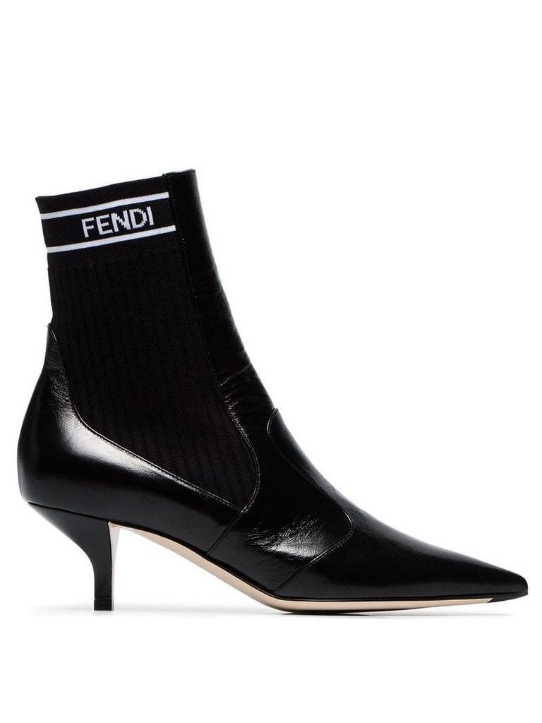 Fendi panelled pointed toe ankle boots - Black