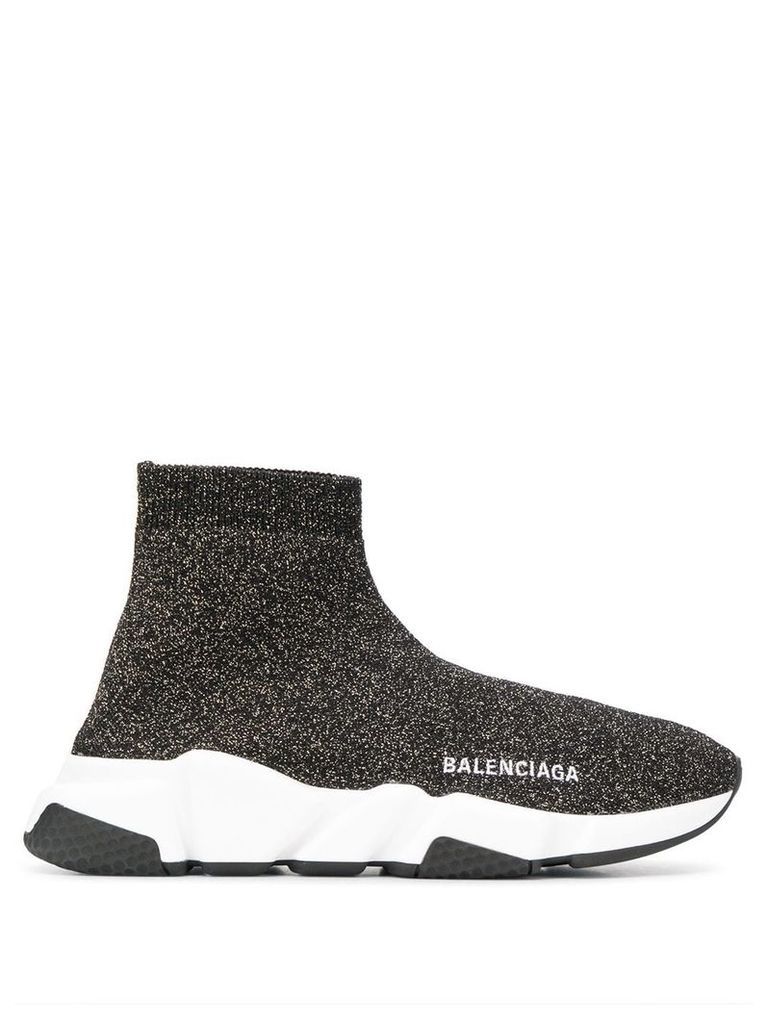 Balenciaga Speed LT lurex knit sneakers - Black