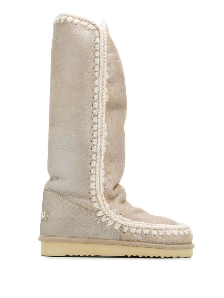 Mou Eskimo metallic knee-high boots - NEUTRALS