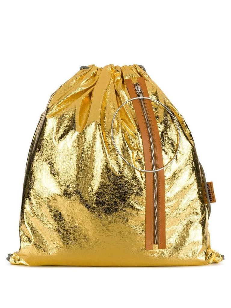 Mm6 Maison Margiela metallic drawstring backpack - GOLD