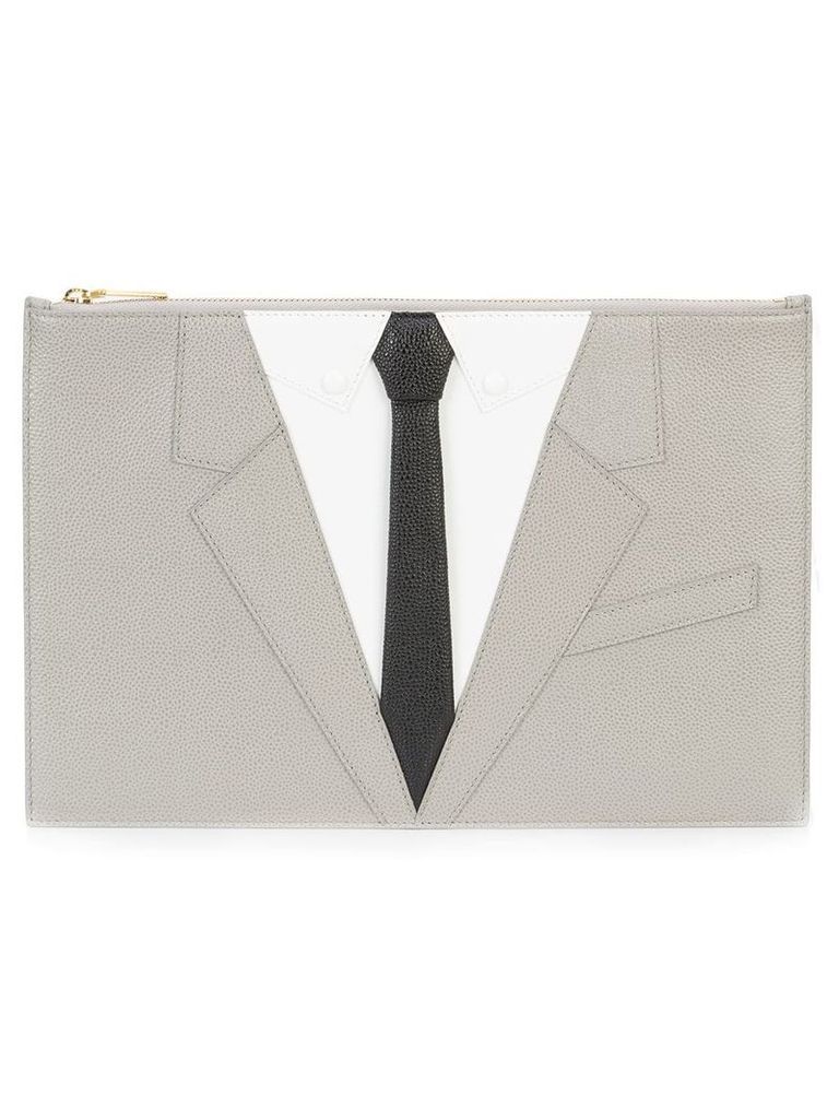 Thom Browne suit embroidered clutch - Grey