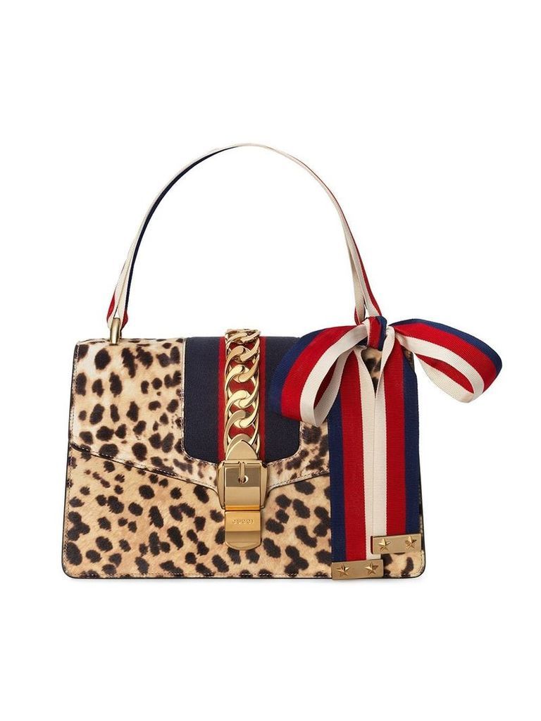 Gucci Sylvie shoulder bag with leopard print - Neutrals