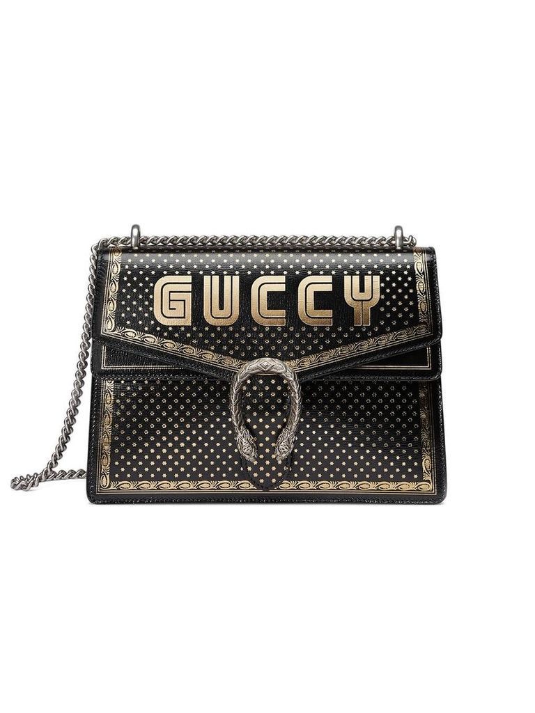 Gucci black and gold-tone medium Guccy Dionysus shoulder bag