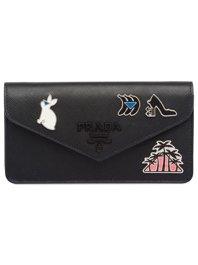 Prada badge embellished mini-bag - Black