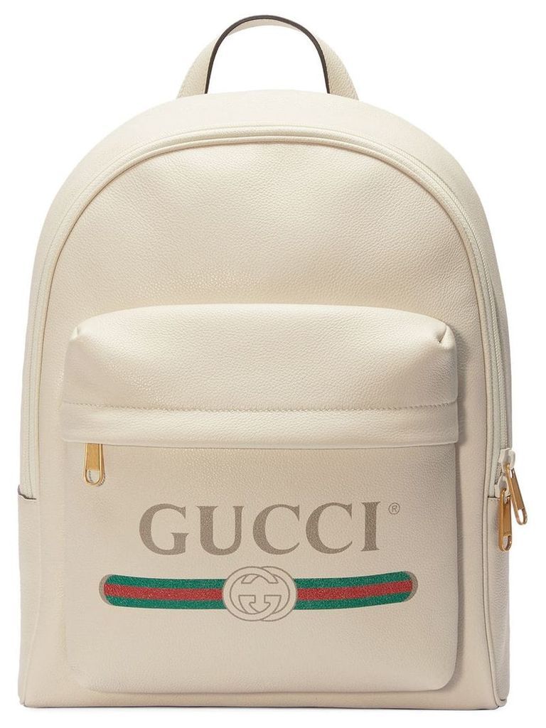 Gucci Gucci Print leather backpack - White