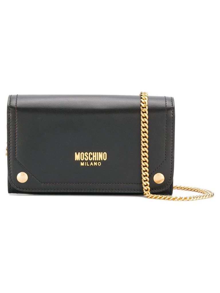Moschino printed logo clutch bag - Black