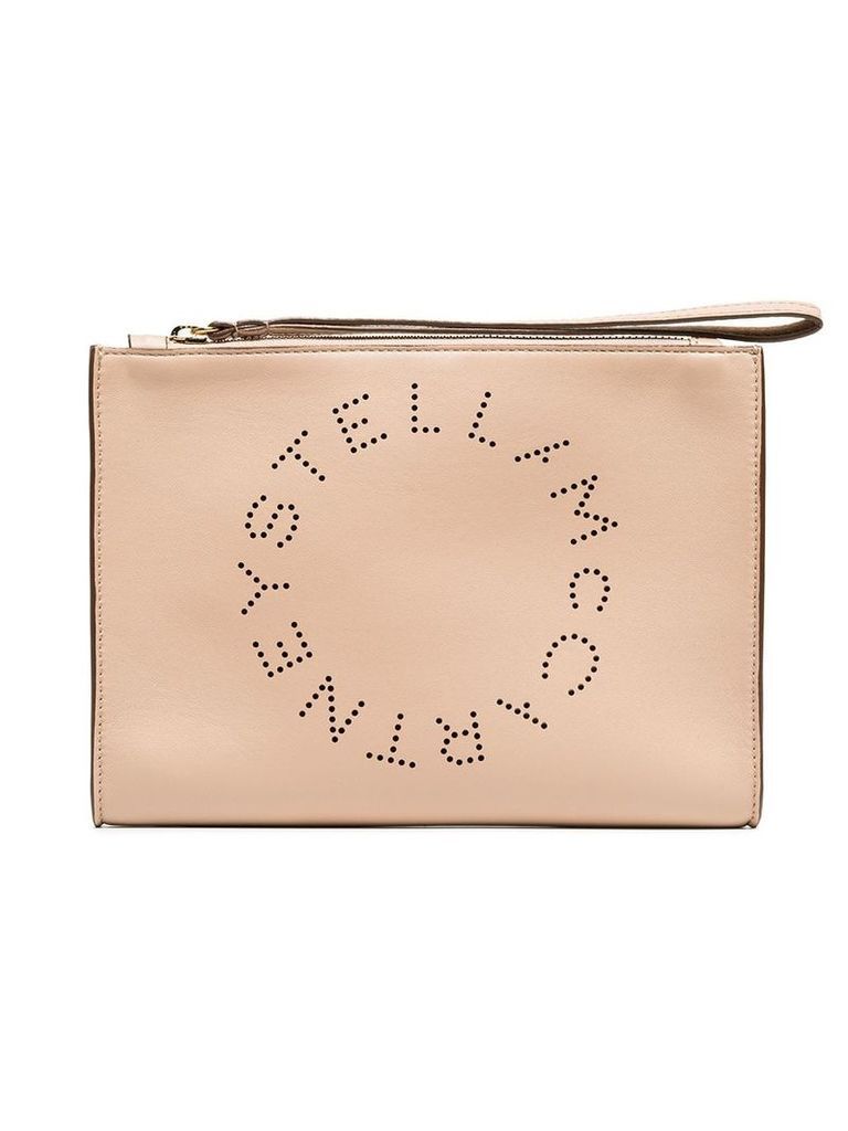 Stella McCartney pink logo clutch bag