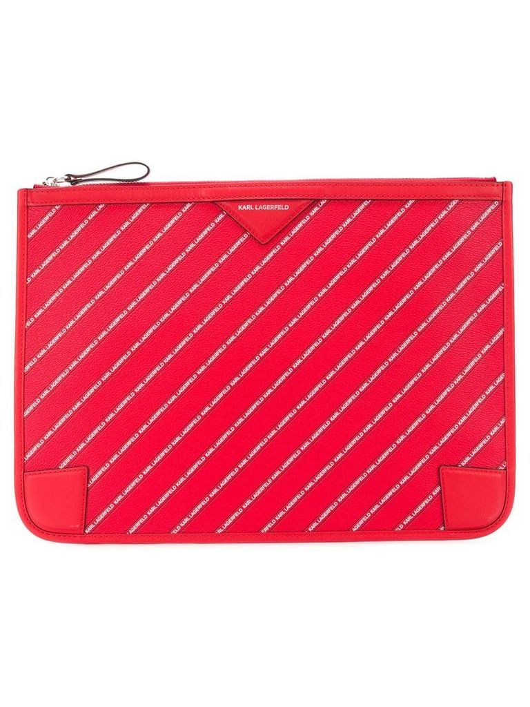 Karl Lagerfeld striped logo pouch - Red