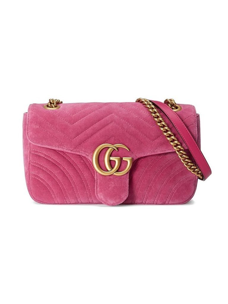 Gucci GG Marmont Chevron velvet shoulder bag - PINK
