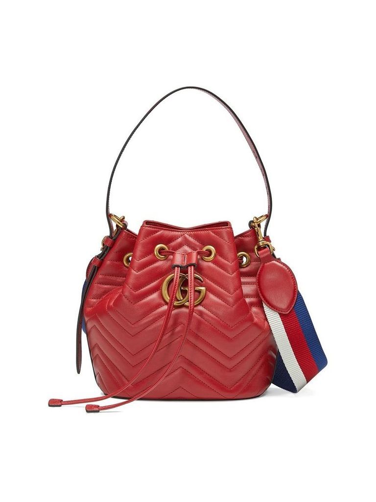 Gucci Red GG Marmont leather bucket bag