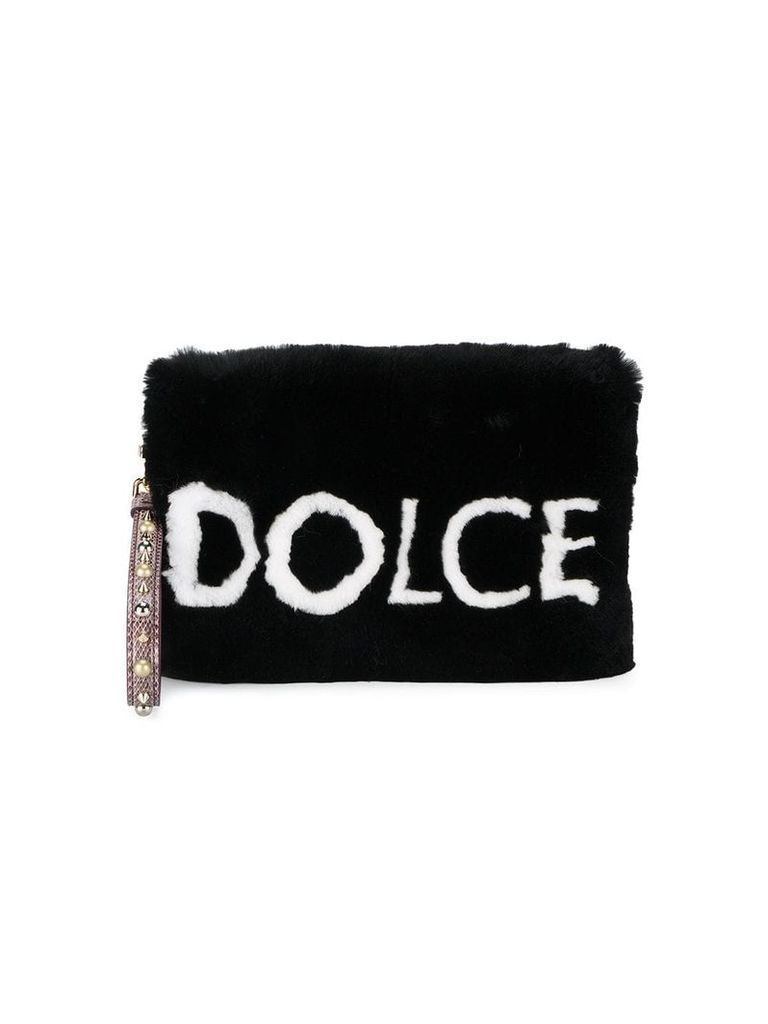 Dolce & Gabbana black Cleo fur clutch bag