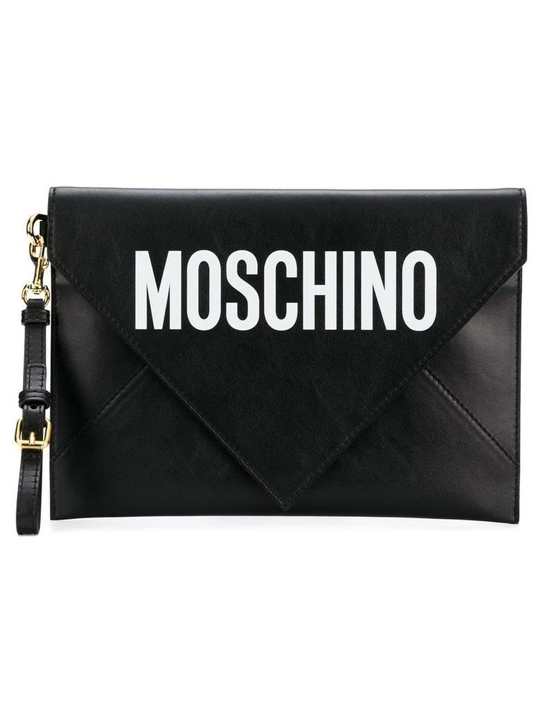 Moschino leather envelope clutch - Black