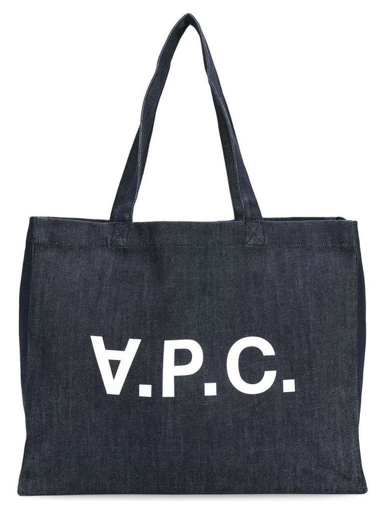 A.P.C. logo print shopper tote - Blue