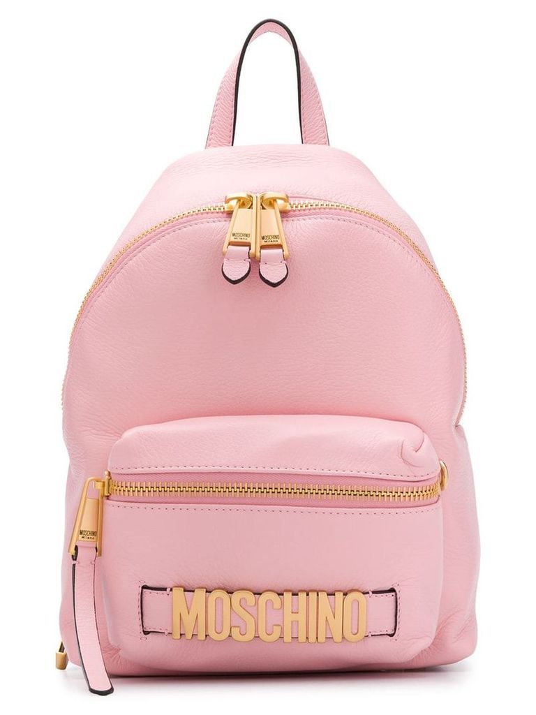 Moschino logo plaque backpack - Pink