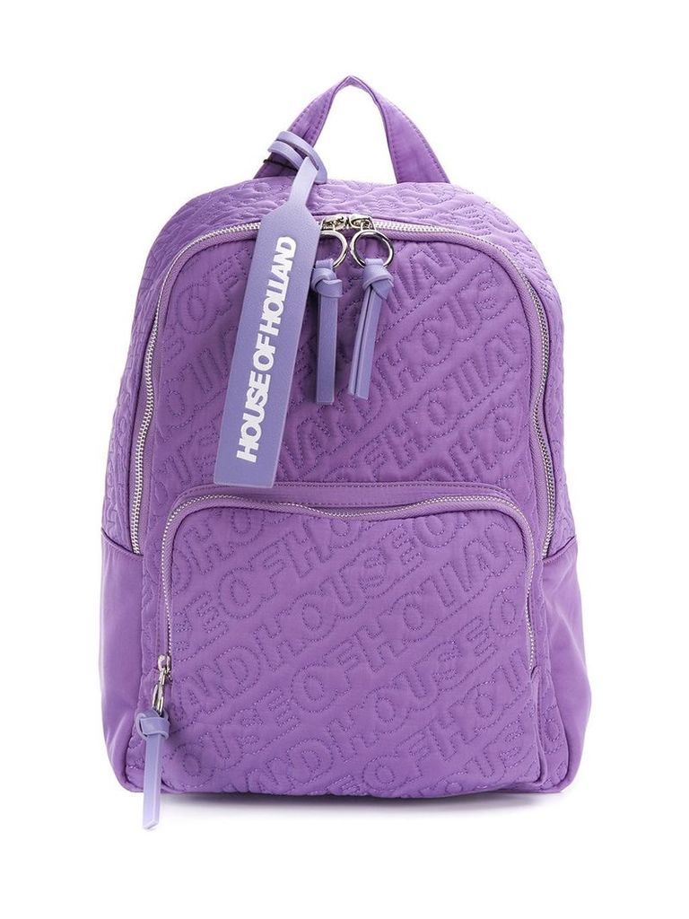House of Holland embroidered logo backpack - PURPLE