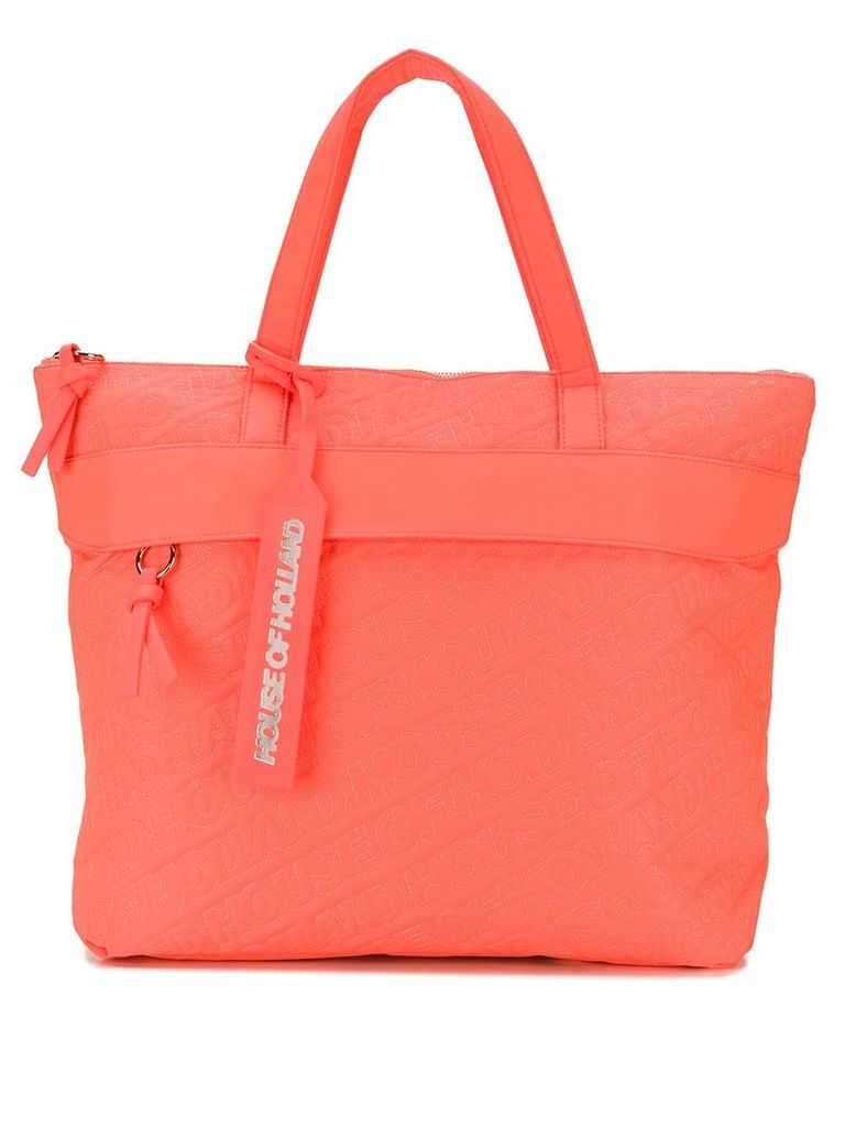 House of Holland embroidered logo tote - ORANGE