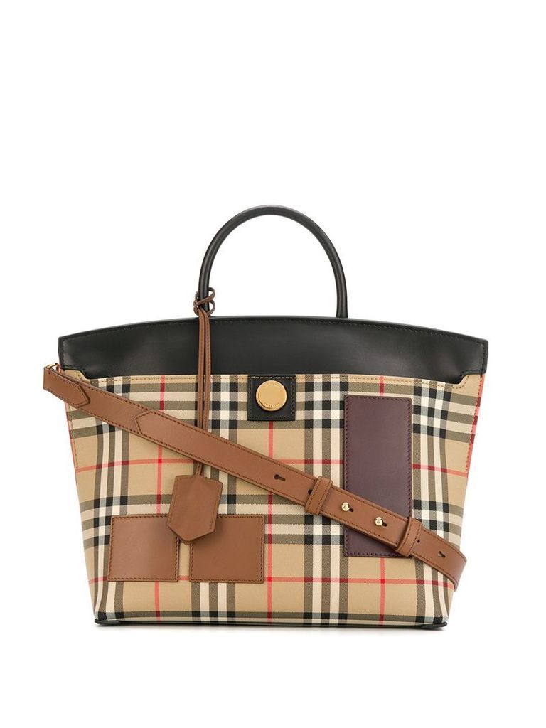 Burberry Vintage Check Society top handle bag - Neutrals