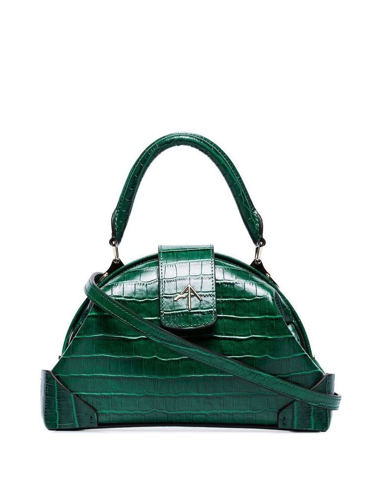 Manu Atelier Demi crocodile embossed cross body bag - Green