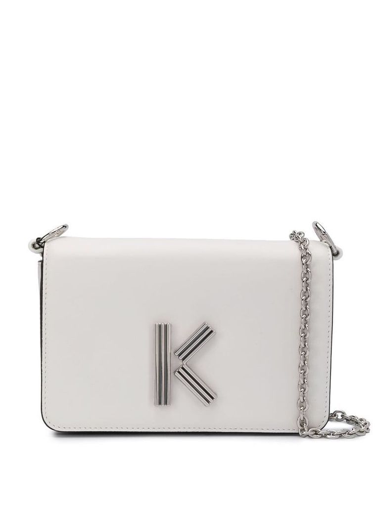 Kenzo K plaque shoulder bag - White