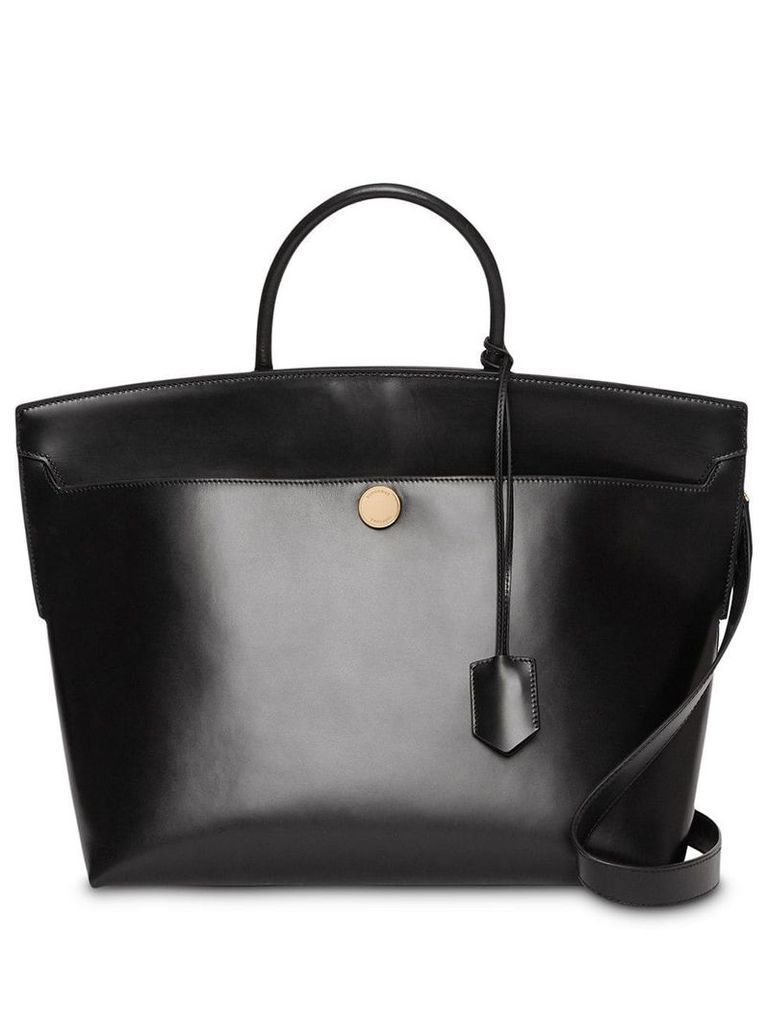 Burberry Leather Society Top Handle Bag - Black