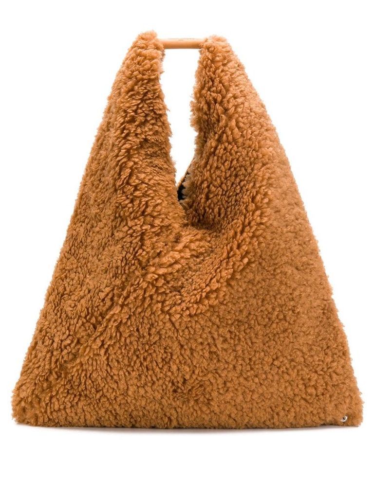 Mm6 Maison Margiela shearling oversized tote - Brown