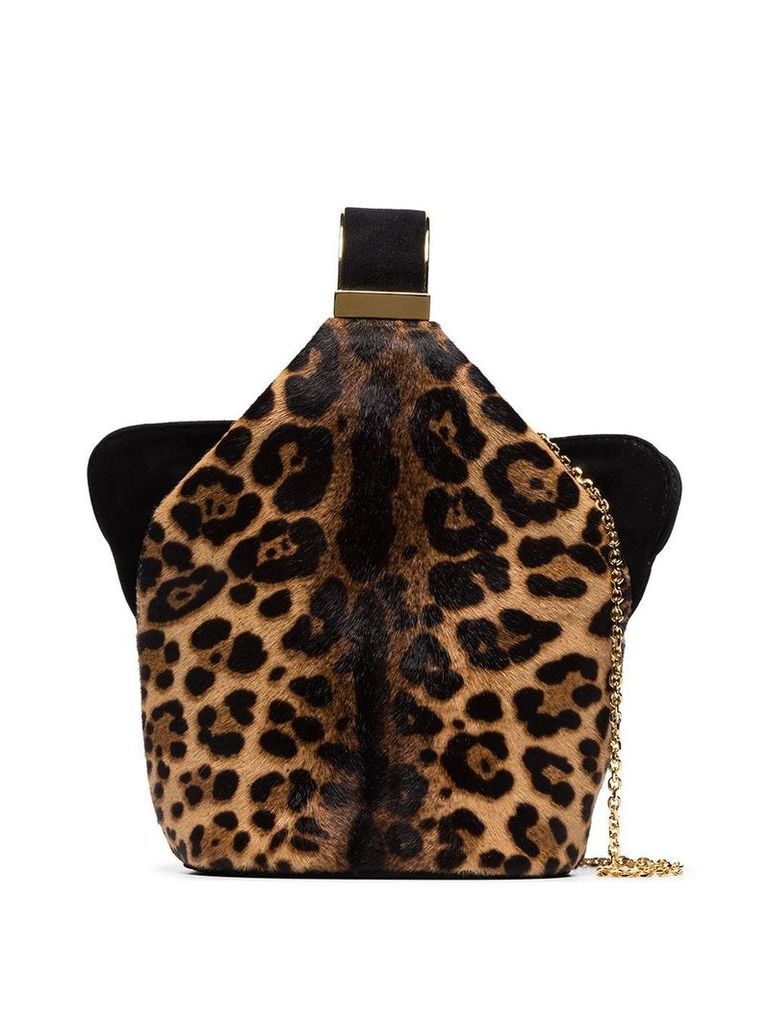 Bienen Davis Kit leopard haircalf bucket bag - Brown