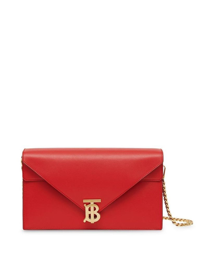 Burberry Small Leather TB Envelope Clutch - Red