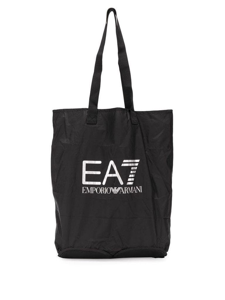 Ea7 Emporio Armani logo shopping bag - Black