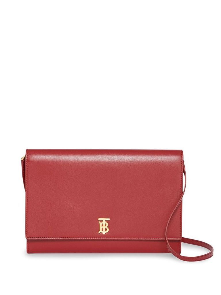 Burberry Monogram Motif Leather Bag with Detachable Strap - Red