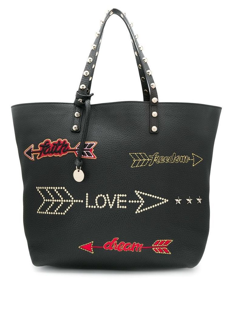 Red Valentino RED(V) arrow embroidered tote bag - Black